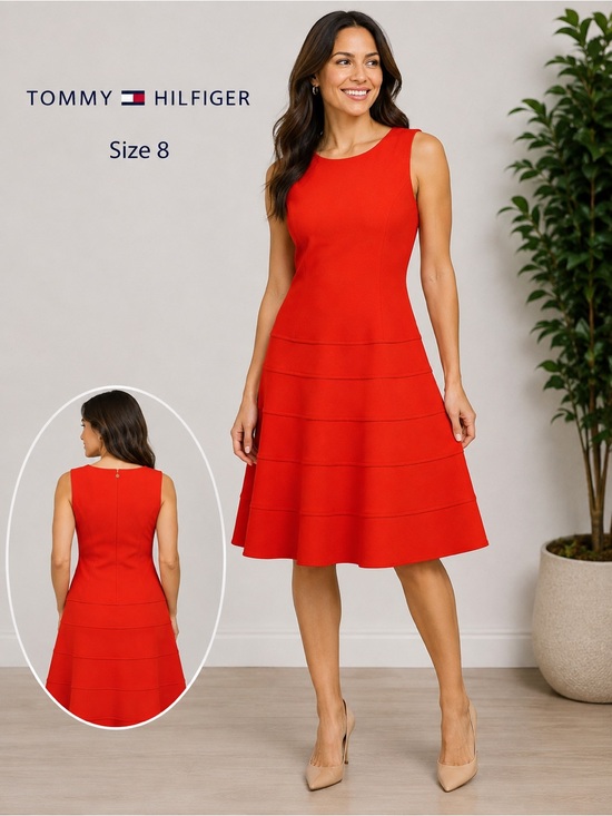 Tommy Hilfiger Dresses & Skirts - Tommy Hilfiger Red Sleeveless Fit & Flare Tiered Dress Women’s feminine/ size 10